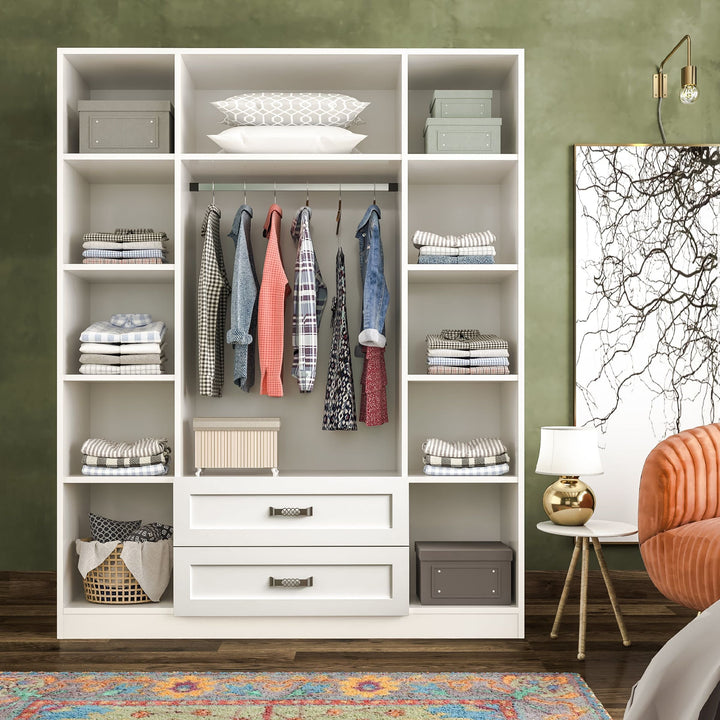 Vista 4 Door 2 Drawer Mirrored White Wardrobe-Wardrobe-Evuhome-Flat Pack (Self-Assembly)-Evuhome