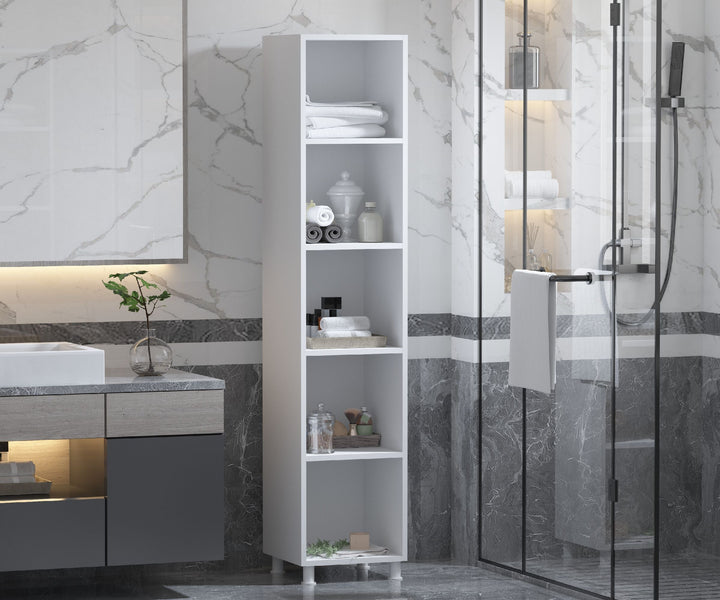 Joseph Slim Bathroom Cabinet, White-Evuhome-Flat Pack (Self-Assembly)-Evuhome