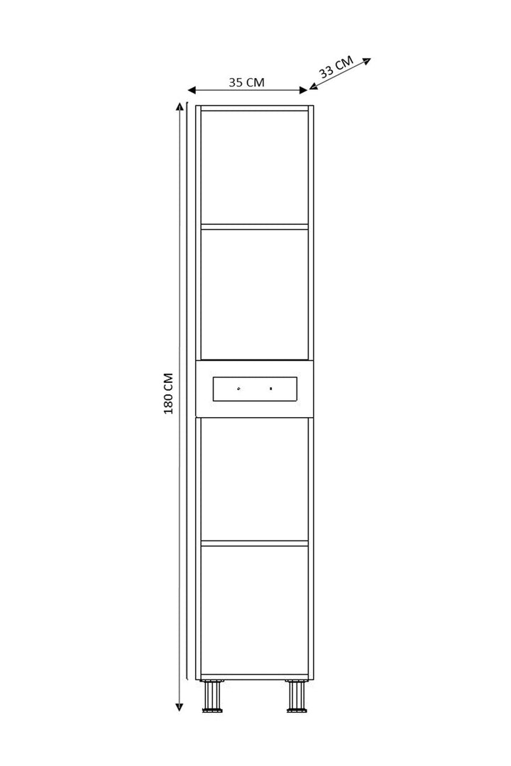 Louis 2 Door 1 Drawer Slim Bathroom Cabinet, White-Evuhome-Flat Pack (Self-Assembly)-Evuhome