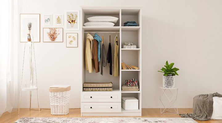 Volet Xl 3 Door 2 Drawer White Wardrobe-Wardrobe-Evuhome-Flat Pack (Self-Assembly)-Evuhome