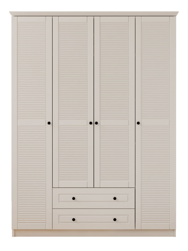 Volet Xl 4 Door 2 Drawer White Wardrobe-Wardrobe-Evuhome-Fully Assembled-Evuhome