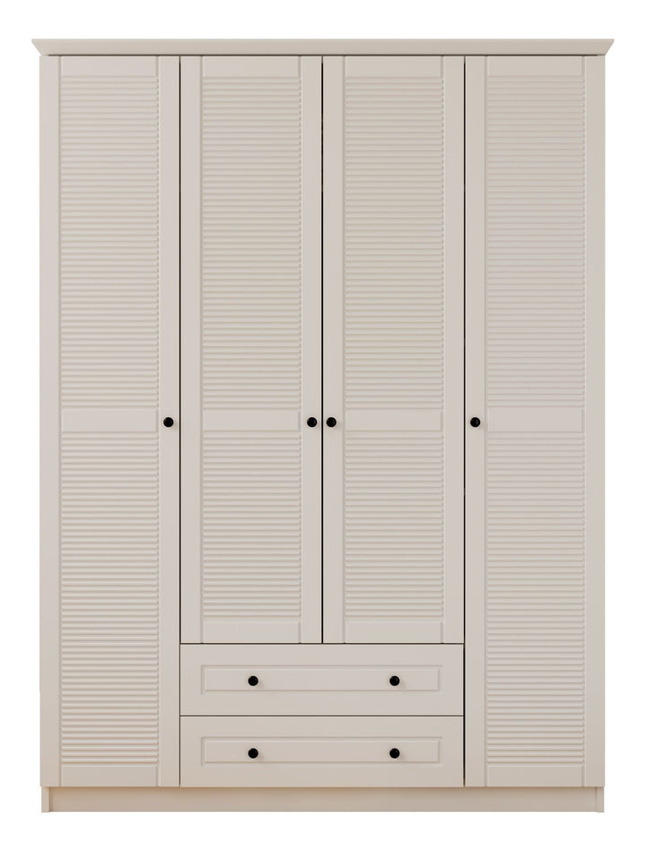 Volet Xl 4 Door 2 Drawer White Wardrobe-Wardrobe-Evuhome-Flat Pack (Self-Assembly)-Evuhome