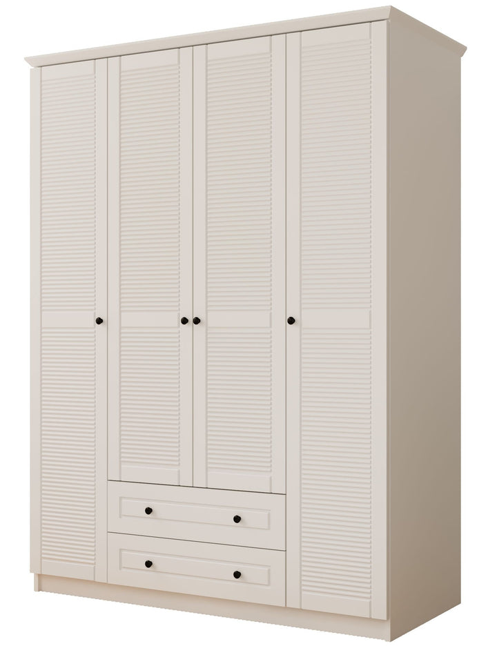 Volet Xl 4 Door 2 Drawer White Wardrobe-Wardrobe-Evuhome-Flat Pack (Self-Assembly)-Evuhome