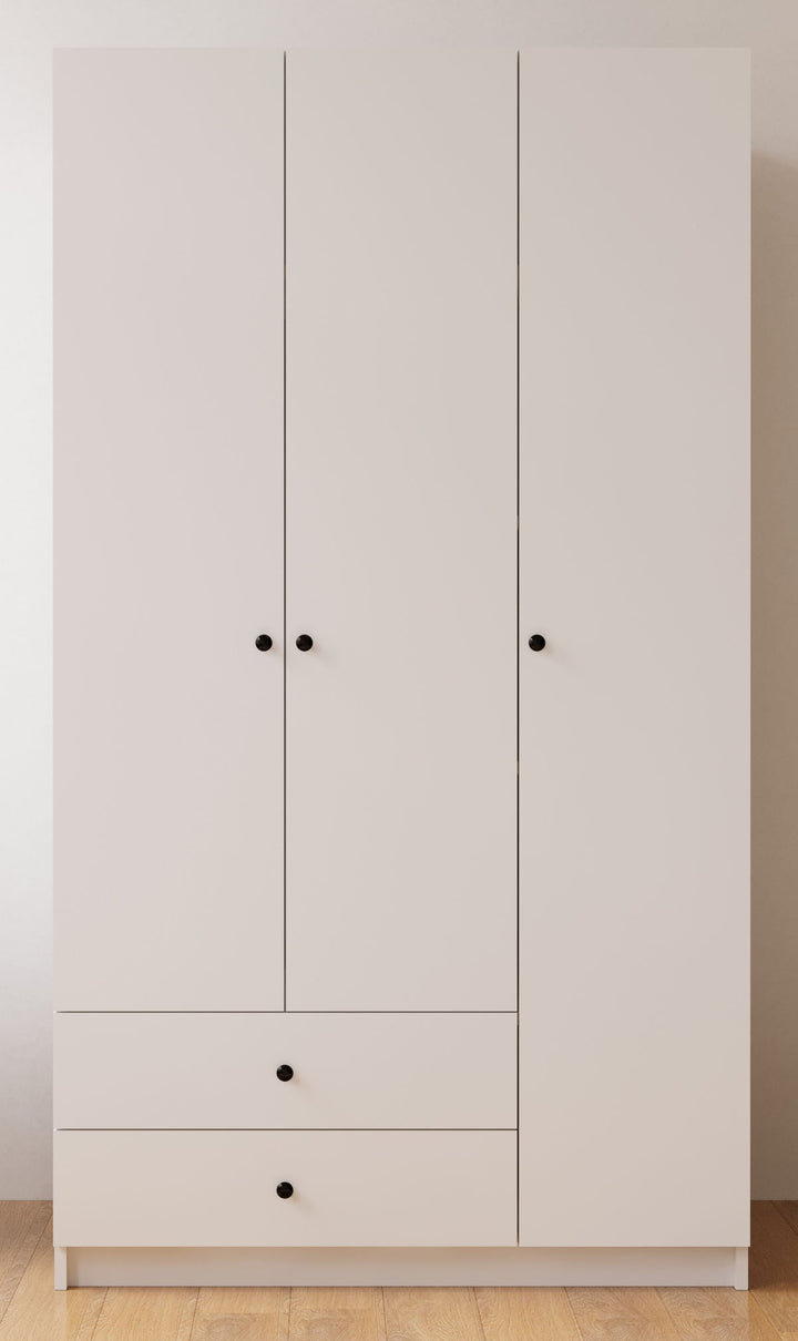 Ecu 3 Door 2 Drawer White Wardrobe-Wardrobe-Evuhome-Flat Pack (Self-Assembly)-Evuhome
