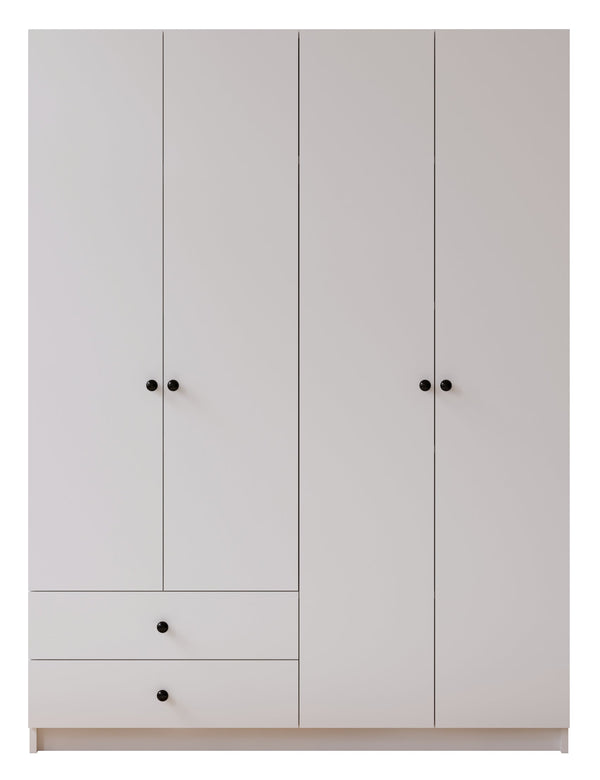 Ecu 4 Door 2 Drawer White Wardrobe-Wardrobe-Evuhome-Fully Assembled-Evuhome