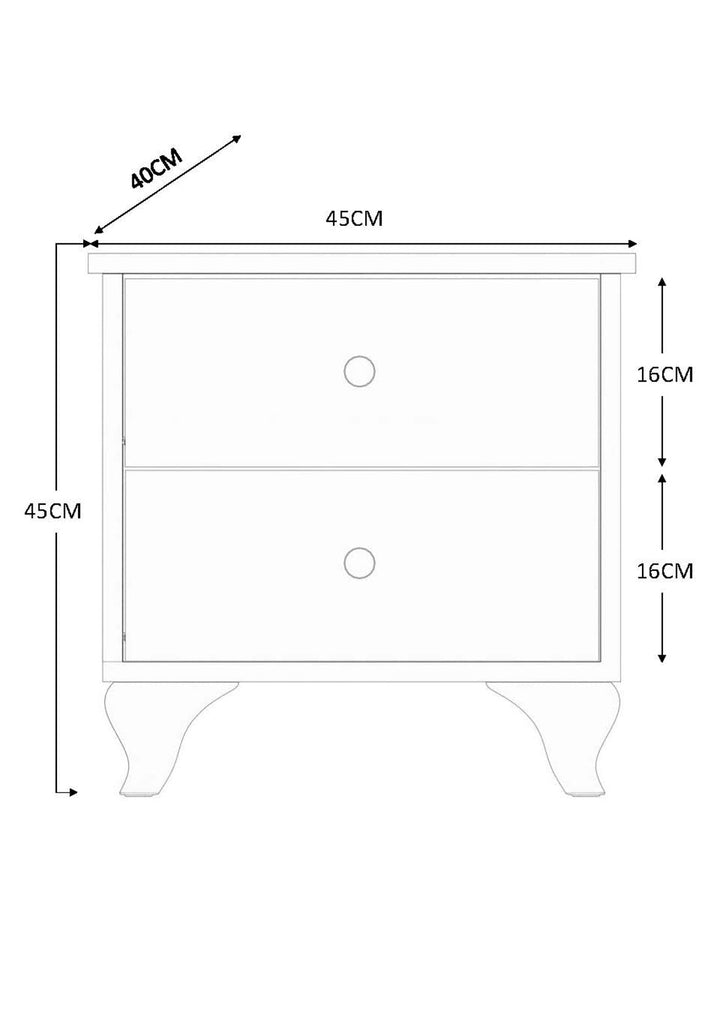 Ecu 2 Drawer White Bedside Table-Evuhome-Flat Pack (Self-Assembly)-Evuhome