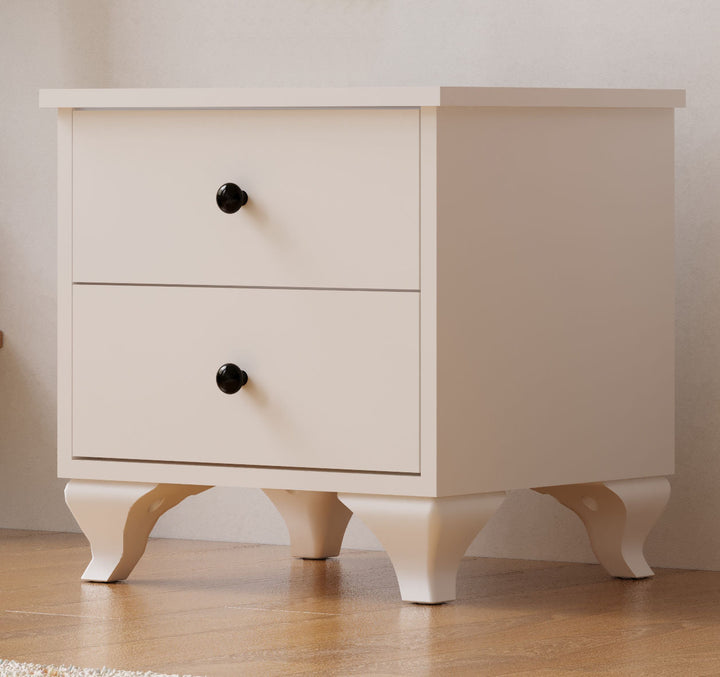 Ecu 2 Drawer White Bedside Table-Evuhome-Flat Pack (Self-Assembly)-Evuhome