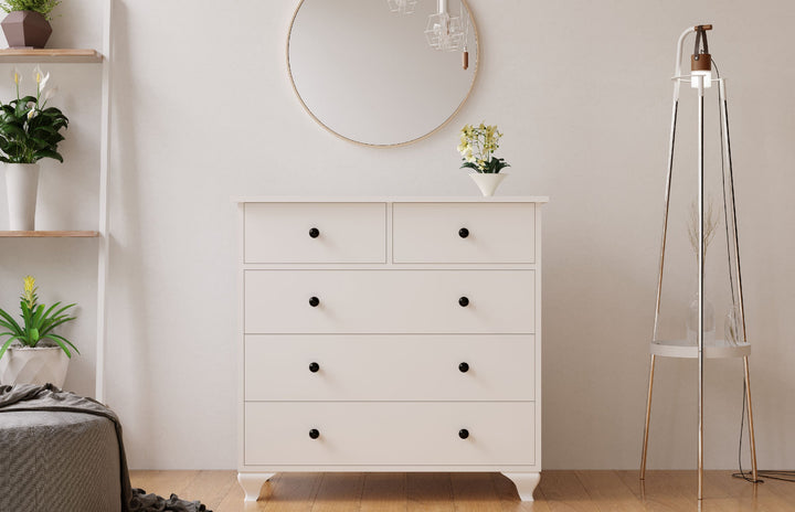 Ecu 3+2 White Chest Of Drawers-Evuhome-Flat Pack (Self-Assembly)-Evuhome