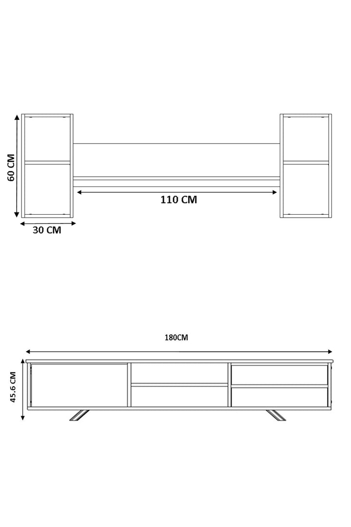 Farso Tv Entertainment Cabinet / Shelving / Oak, White-Evuhome-Flat Pack (Self-Assembly)-Evuhome