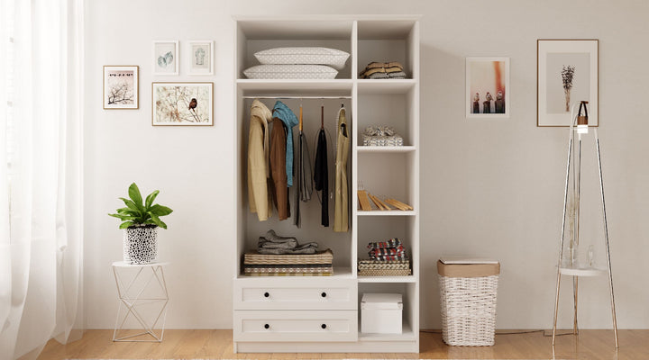 Juliet 3 Door 2 Drawer Mirrored White Wardrobe-Wardrobe-Evuhome-Flat Pack (Self-Assembly)-Evuhome
