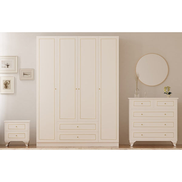 Marie Gold White Bedroom Set-Evuhome-Flat Pack (Self-Assembly)-Evuhome