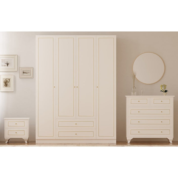 Marie Gold White Bedroom Set-Evuhome-Flat Pack (Self-Assembly)-Evuhome