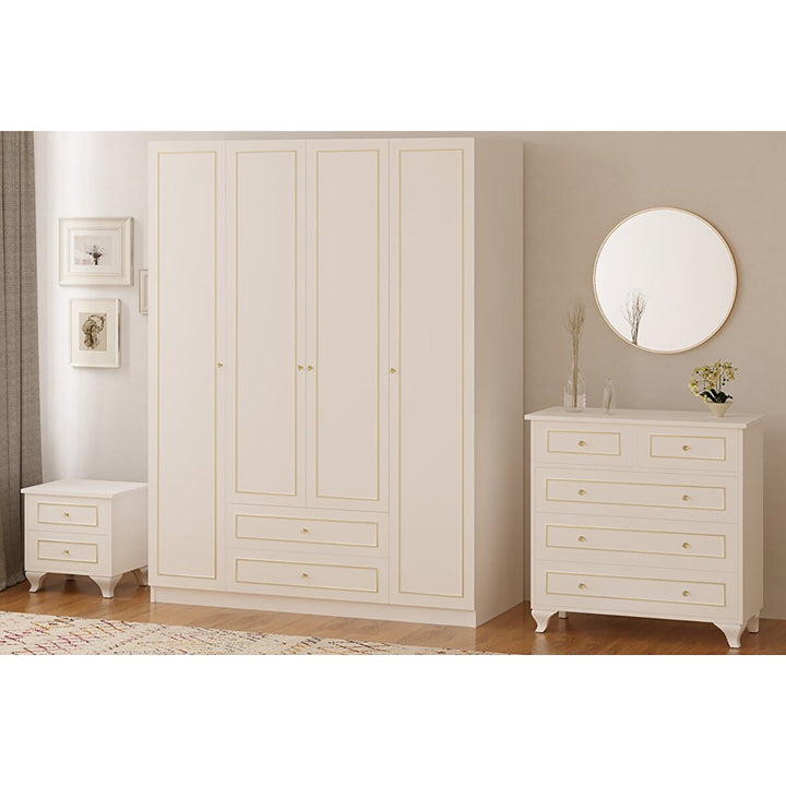 Marie Gold White Bedroom Set-Evuhome-Flat Pack (Self-Assembly)-Evuhome