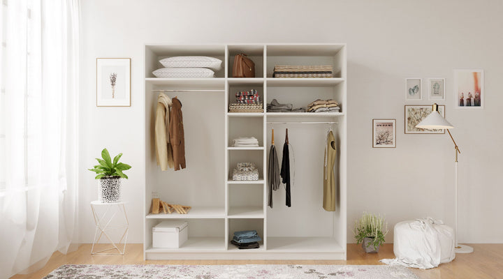 Marie 5 Door Gold White Wardrobe-Wardrobe-Evuhome-Flat Pack (Self-Assembly)-Evuhome