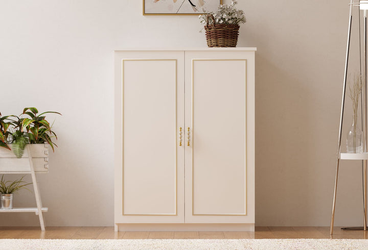 Marie Gold White Shoe Cabinet-Evuhome-Flat Pack (Self-Assembly)-Evuhome