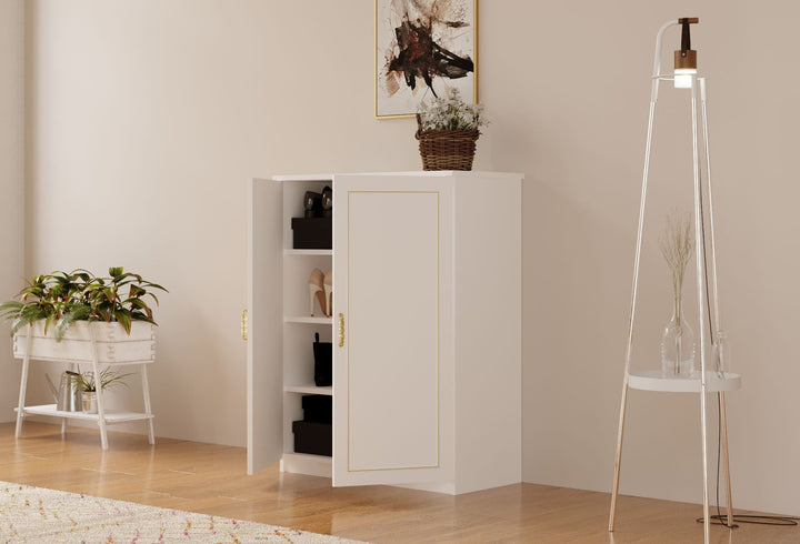 Marie Gold White Shoe Cabinet-Evuhome-Flat Pack (Self-Assembly)-Evuhome