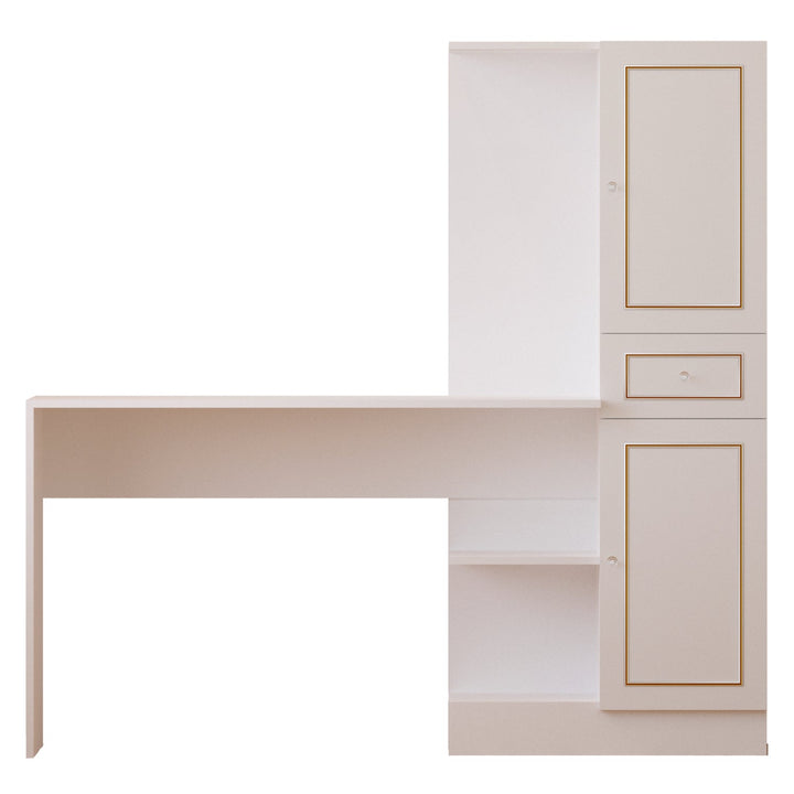 Marie Gold White Home Office Set-Evuhome-Flat Pack (Self-Assembly)-Evuhome