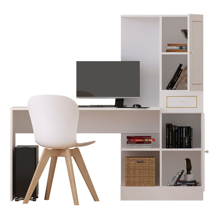Marie Gold White Home Office Set-Evuhome-Flat Pack (Self-Assembly)-Evuhome