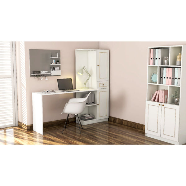 Marie Gold White Home Office Set-Evuhome-Flat Pack (Self-Assembly)-Evuhome