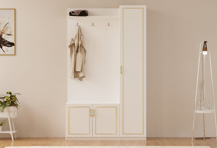 Marie Gold White Hallway Unit-Evuhome-Flat Pack (Self-Assembly)-Evuhome
