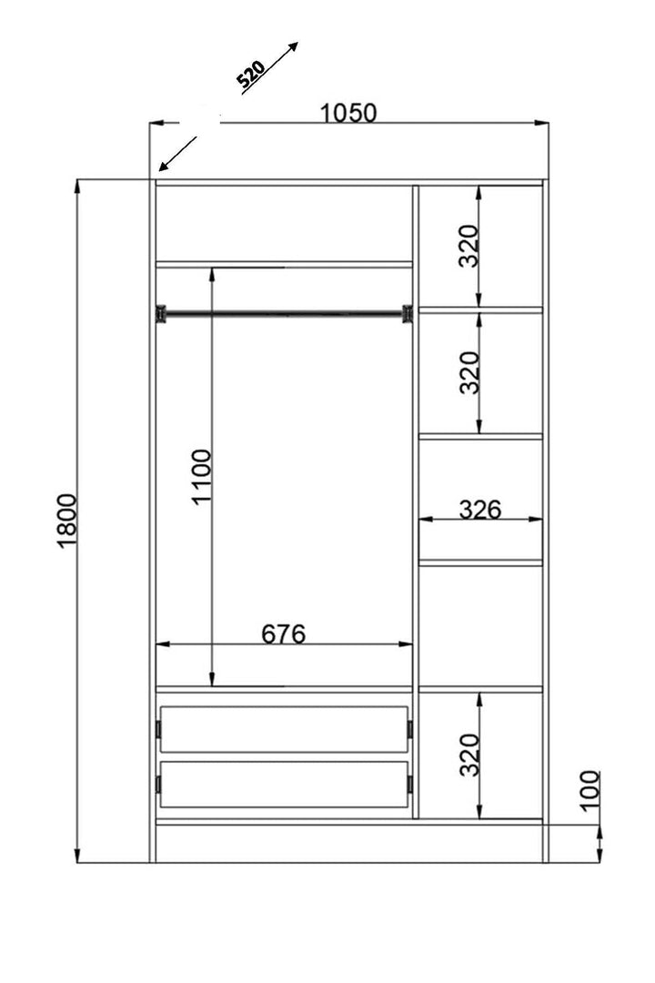 Clement 3 Door 2 Drawer Wardrobe-Wardrobe-Evuhome-Flat Pack (Self-Assembly)-Evuhome