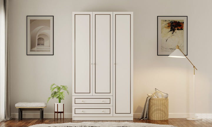 Clement 3 Door 2 Drawer Wardrobe-Wardrobe-Evuhome-Flat Pack (Self-Assembly)-Evuhome