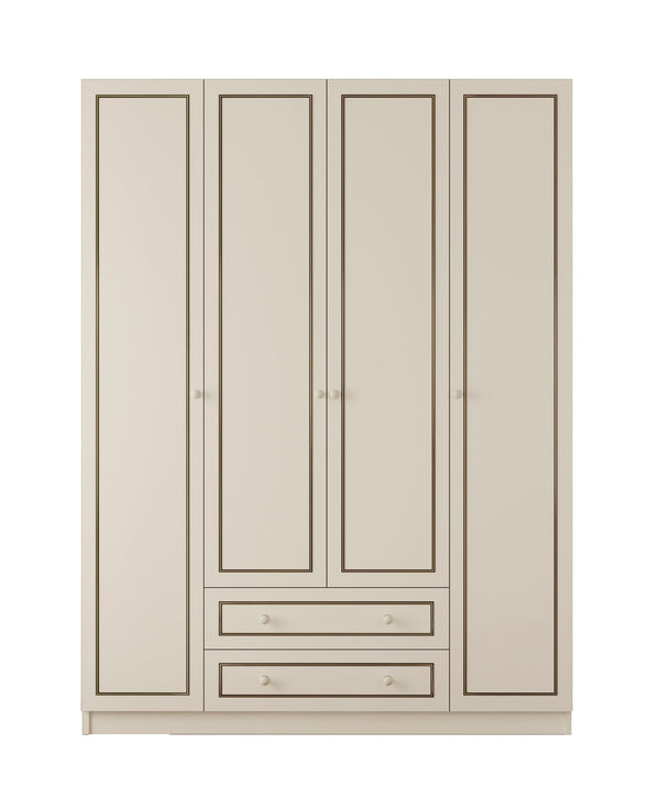 Clement 4 Door 2 Drawer Wardrobe-Wardrobe-Evuhome-Flat Pack (Self-Assembly)-Evuhome