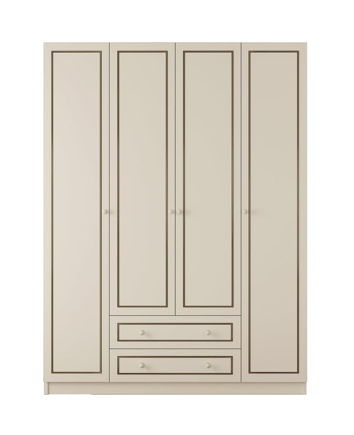 Clement 4 Door 2 Drawer Wardrobe-Wardrobe-Evuhome-Flat Pack (Self-Assembly)-Evuhome