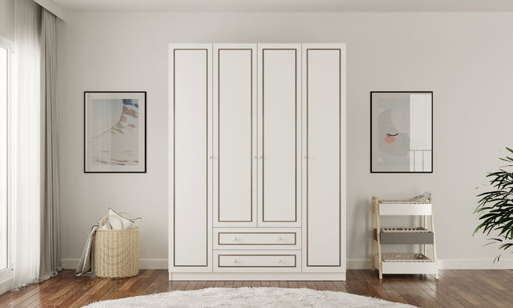 Clement 4 Door 2 Drawer Wardrobe-Wardrobe-Evuhome-Flat Pack (Self-Assembly)-Evuhome