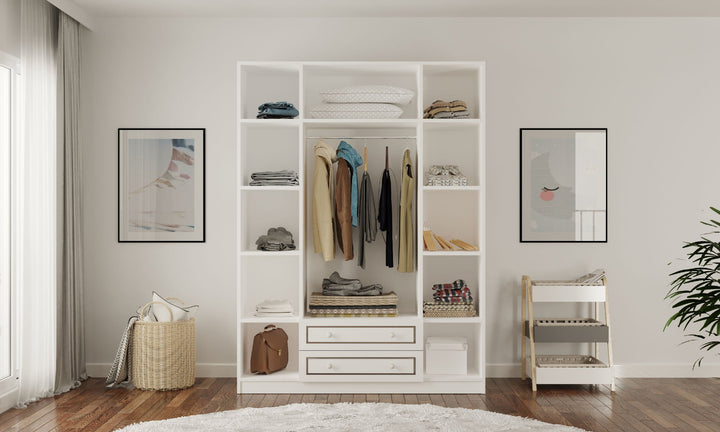 Clement 4 Door 2 Drawer Wardrobe-Wardrobe-Evuhome-Flat Pack (Self-Assembly)-Evuhome