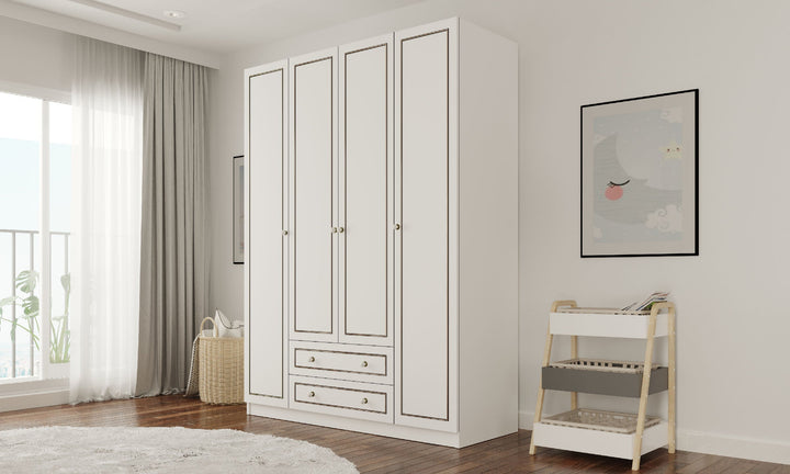 Clement 4 Door 2 Drawer Wardrobe-Wardrobe-Evuhome-Flat Pack (Self-Assembly)-Evuhome