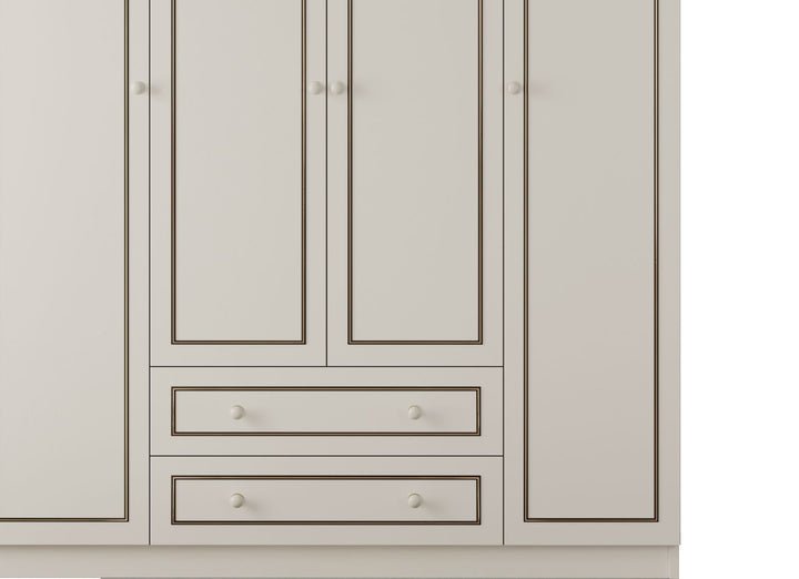 Clement 4 Door 2 Drawer Wardrobe-Wardrobe-Evuhome-Flat Pack (Self-Assembly)-Evuhome