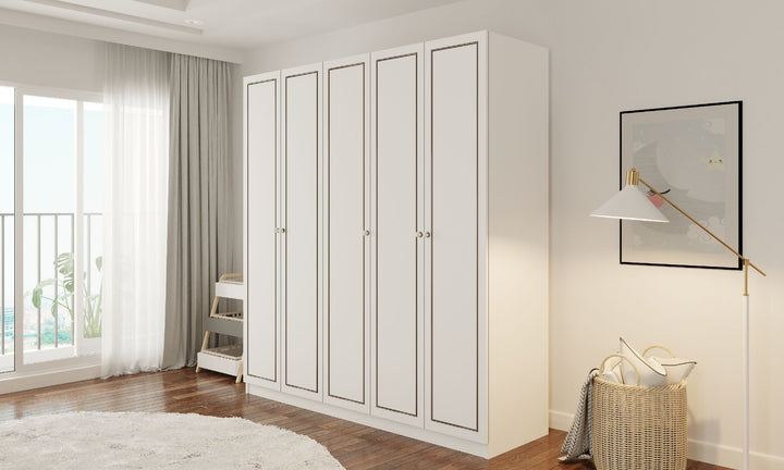 Clement 5 Door Wardrobe-Wardrobe-Evuhome-Flat Pack (Self-Assembly)-Evuhome