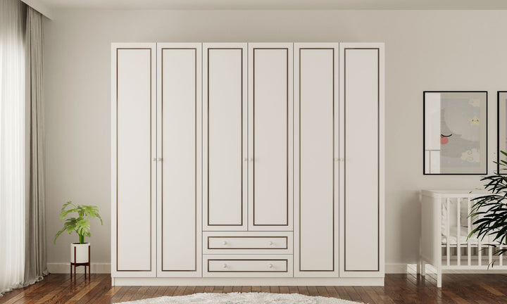 Clement 6 Door 2 Drawer Wardrobe-Wardrobe-Evuhome-Flat Pack (Self-Assembly)-Evuhome