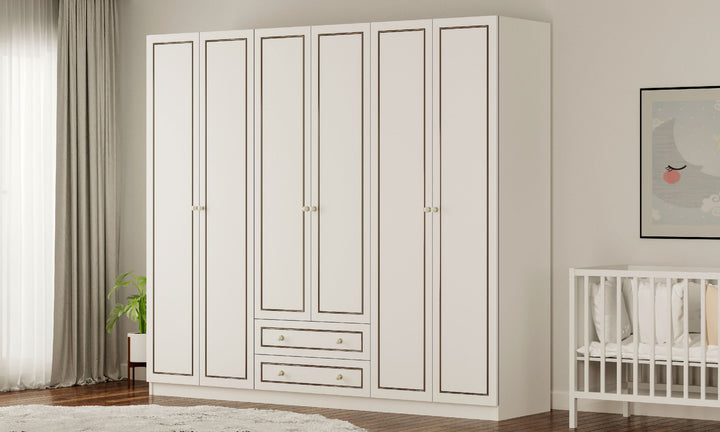 Clement 6 Door 2 Drawer Wardrobe-Wardrobe-Evuhome-Flat Pack (Self-Assembly)-Evuhome