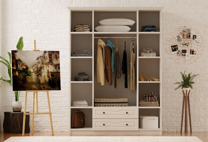 Chloe 4 Door 2 Drawer Mirrored White Wardrobe-Wardrobe-Evuhome-Flat Pack (Self-Assembly)-Evuhome