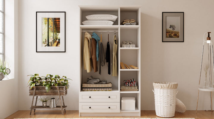 Elise Xl 3 Door 2 Drawer Mirrored White Wardrobe-Wardrobe-Evuhome-Flat Pack (Self-Assembly)-Evuhome