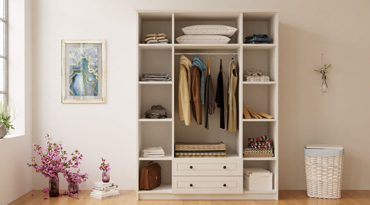 Elise Xl 4 Door 2 Drawer Mirrored White Wardrobe-Wardrobe-Evuhome-Flat Pack (Self-Assembly)-Evuhome