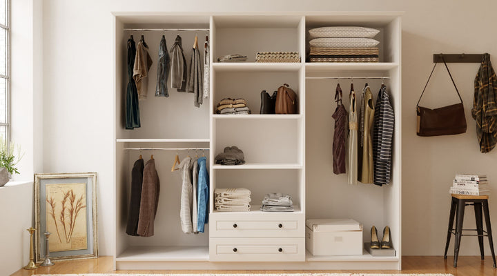 Elise 6 Door 2 Drawer Mirrored White Wardrobe-Wardrobe-Evuhome-Flat Pack (Self-Assembly)-Evuhome