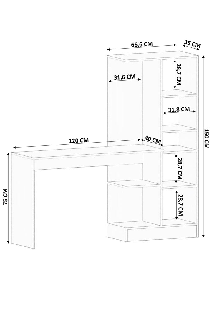 Elise White Storage Desk-Evuhome-Flat Pack (Self-Assembly)-Evuhome