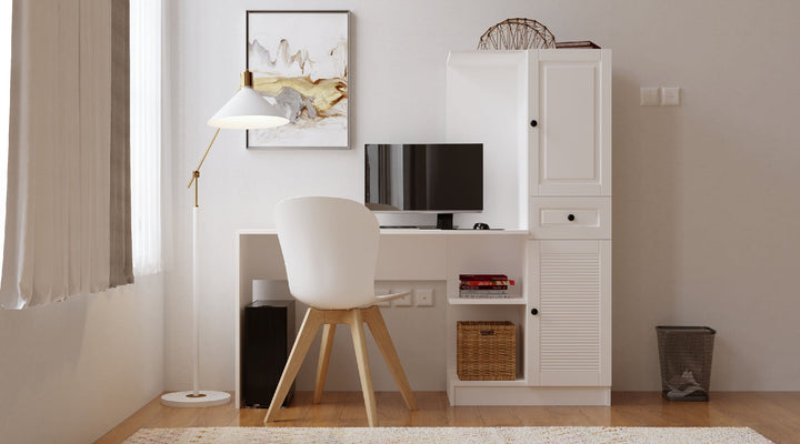 Elise White Storage Desk-Evuhome-Flat Pack (Self-Assembly)-Evuhome