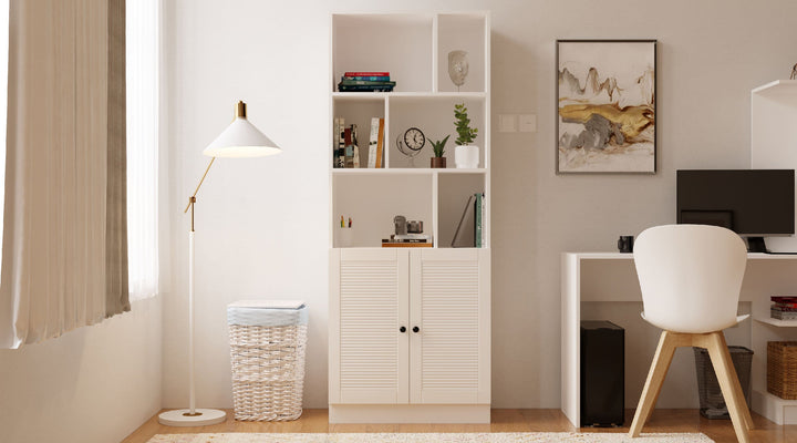 Elise White Bookcase-Evuhome-Flat Pack (Self-Assembly)-Evuhome