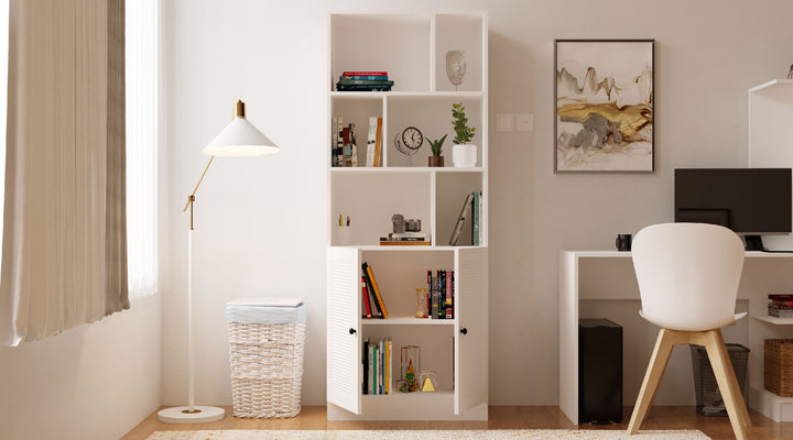 Elise White Bookcase-Evuhome-Flat Pack (Self-Assembly)-Evuhome