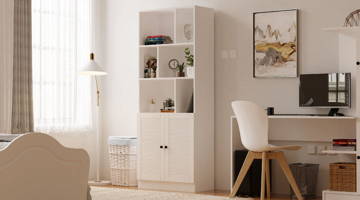 Elise White Bookcase-Evuhome-Flat Pack (Self-Assembly)-Evuhome