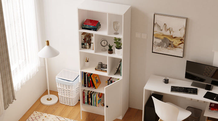 Elise White Bookcase-Evuhome-Flat Pack (Self-Assembly)-Evuhome