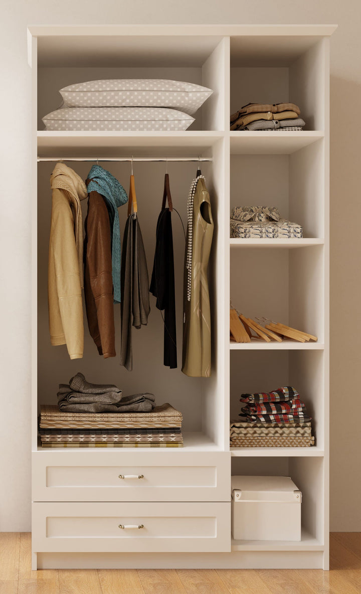 Charlotte 3 Door 2 Drawer Mirrored White Wardrobe-Wardrobe-Evuhome-Flat Pack (Self-Assembly)-Evuhome