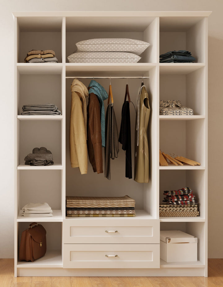 Charlotte 4 Door 2 Drawer Mirrored White Wardrobe-Wardrobe-Evuhome-Flat Pack (Self-Assembly)-Evuhome