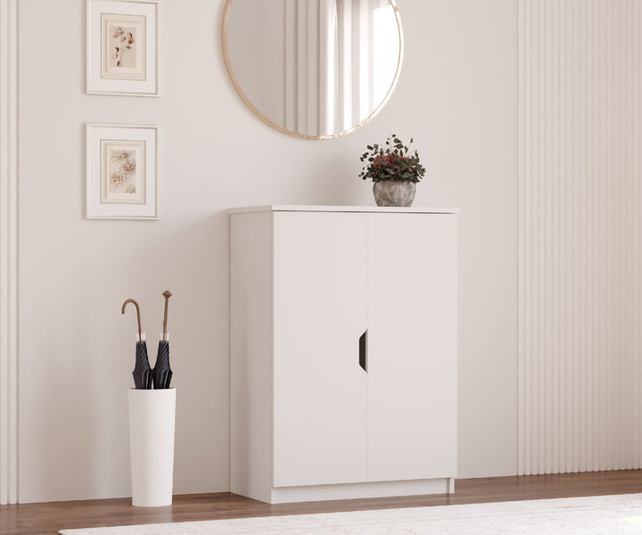 Bergen White Shoe Cabinet-Evuhome-Flat Pack (Self-Assembly)-Evuhome