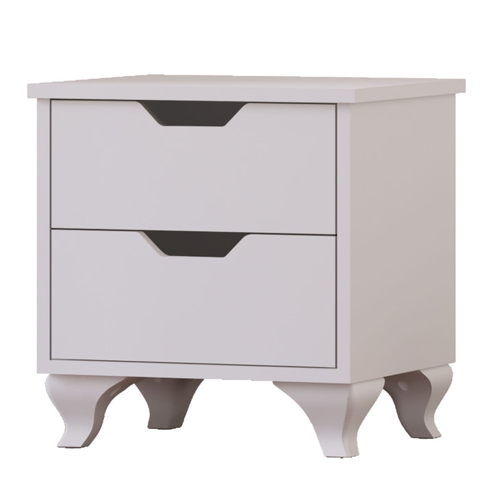Bergen 2 Drawer White Bedside Table-Evuhome-Flat Pack (Self-Assembly)-Evuhome
