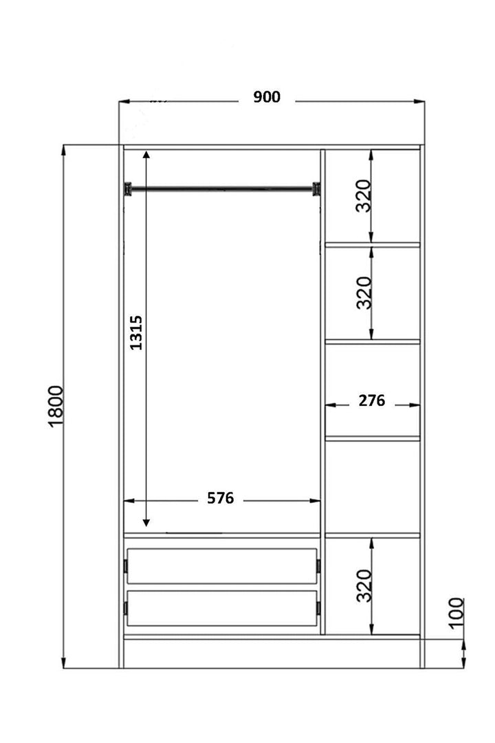 Bergen 3 Door 2 Drawers White Wardrobe-Wardrobe-Evuhome-Flat Pack (Self-Assembly)-Evuhome